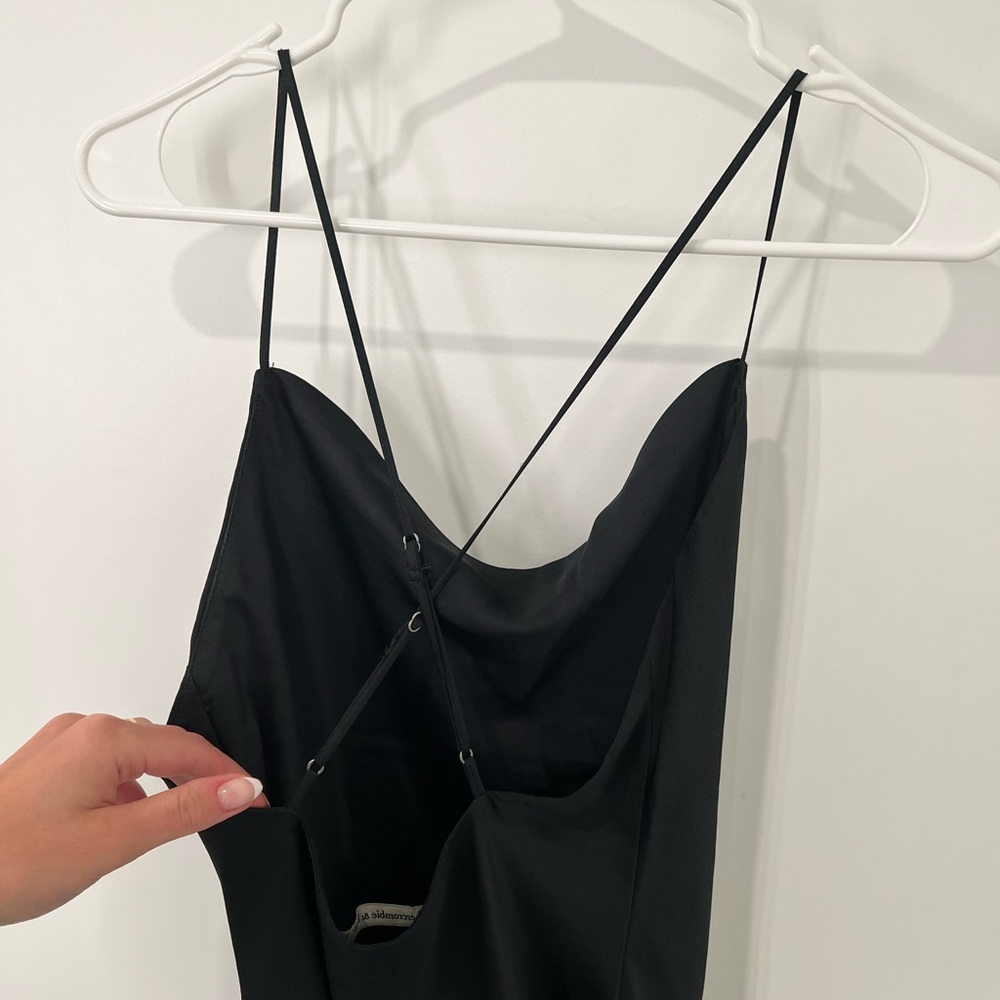 Abercrombie Black Satin Cowl Neck Slip Dress - Picture 4 of 5